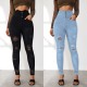 New European and American Cross Border Super High Waisted Ripped Jeans Tight Leg Slimming Skinny Pants for Women