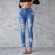 Amazon European and American Cross border Ripped Jeans for Women Spring/Summer New Slimming Hip lifting Skinny Pants High waisted In Stock