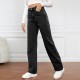 New cross border European and American high waisted washed women's jeans Amazon's fashionable and versatile long straight leg pants.