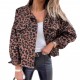 New European and American spring and autumn denim jackets leopard print long sleeved short loose fitting casual jackets for women now in stock.