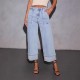 New Stretch Trousers Washed High Waisted Jeans Fashionable Casual and Versatile Wide Leg Jeans for Women