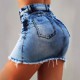 High waistedsummer new cross border zippered denim miniskirt for women stretch fitting ripped hip skirt