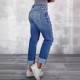 Factory direct sales new cross border women's ripped jeans with pockets slimming European straight leg pants