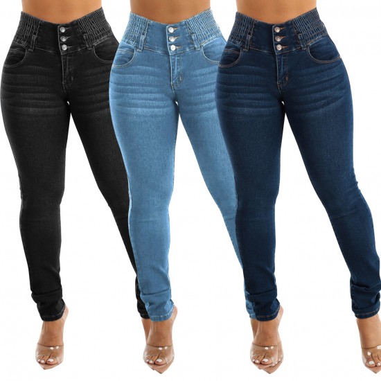 In stock cross border wish Amazon hot selling European and American slim fitting stretch jeans sexy hip lifting high waisted skinny pants