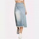New Spring/Summer New Cross Border American Retro Denim Skirt for Women Fashionable Slit Spliced ​​Midi A Line Skirt