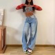 New European and American cross border retro American style long wide leg pants hot girl loose jeans high waist straight leg pants