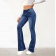 Factory DirectEuropean and American Cross Border Elegant Commuter Jeans for Women Washed Slimming Flared Pants