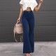 Factory Direct Cross Border European and AmericanSpring and Autumn Women's Solid Color Mid Rise Slim Flared Corduroy Casual Pants