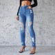 Amazon European and American Cross border Ripped Jeans for Women Spring/Summer New Slimming Hip lifting Skinny Pants High waisted In Stock
