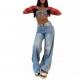 New European and American cross border retro American style long wide leg pants hot girl loose jeans high waist straight leg pants