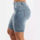 New European and American cross border high waisted ripped denim shorts for women stretchy slim fitting hip lifting cropped pants in stock
