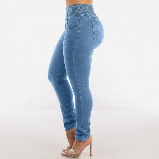 In stock cross border wish Amazon hot selling European and American slim fitting stretch jeans sexy hip lifting high waisted skinny pants