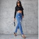 Amazon European and American Cross border Ripped Jeans for Women Spring/Summer New Slimming Hip lifting Skinny Pants High waisted In Stock