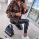 New European and American spring and autumn denim jackets leopard print long sleeved short loose fitting casual jackets for women now in stock.