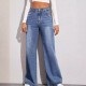  European and American Foreign Trade Hot Style Washed Cat Whisker Monkey Craft Loose High Waisted Wide Leg Jeans for Women