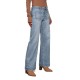 Spring new European and American high waisted jeans for women slimming wide leg retro elegant straight leg pants.