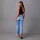 Cross border new wide leg pants tasseled washed tie dyed ripped high waisted jeans straight leg casual trousers for women.
