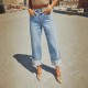 Amazon cross borderspring and summer new stretch straight jeans for women quality retro high waisted trousers with cuffs