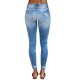 Factory direct sales cross bordernew European and American stretch jeans for women long ripped mid rise skinny jeans