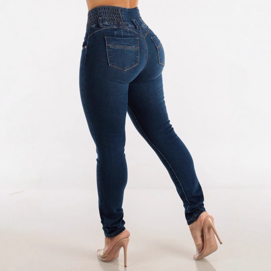 In stock cross border wish Amazon hot selling European and American slim fitting stretch jeans sexy hip lifting high waisted skinny pants