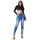 Amazon European and American Cross border Ripped Jeans for Women Spring/Summer New Slimming Hip lifting Skinny Pants High waisted In Stock