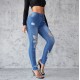 Amazon European and American Cross border Ripped Jeans for Women Spring/Summer New Slimming Hip lifting Skinny Pants High waisted In Stock