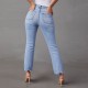  European and American new cross border foreign trade stretch straight leg jeans for women stylish commuter friendly ripped washed trousers