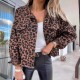 New European and American spring and autumn denim jackets leopard print long sleeved short loose fitting casual jackets for women now in stock.