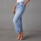  European and American new cross border foreign trade stretch straight leg jeans for women stylish commuter friendly ripped washed trousers