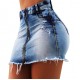 High waistedsummer new cross border zippered denim miniskirt for women stretch fitting ripped hip skirt