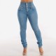 European and American cross border stretch high waisted button down jeans for women spring slimming hip lifting skinny jeans
