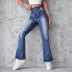 AmazonNew European and American Embroidered High Waisted Washed Fashion Flared Pants for Women