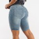 New European and American cross border high waisted ripped denim shorts for women stretchy slim fitting hip lifting cropped pants in stock