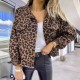 New European and American spring and autumn denim jackets leopard print long sleeved short loose fitting casual jackets for women now in stock.