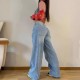 New European and American cross border retro American style long wide leg pants hot girl loose jeans high waist straight leg pants