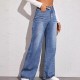  European and American Foreign Trade Hot Style Washed Cat Whisker Monkey Craft Loose High Waisted Wide Leg Jeans for Women