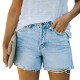 European and American Cross Border Bestseller Raw Edge Slit High Waisted Washed Elegant Commuter Denim Shorts for Women