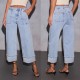 New Stretch Trousers Washed High Waisted Jeans Fashionable Casual and Versatile Wide Leg Jeans for Women